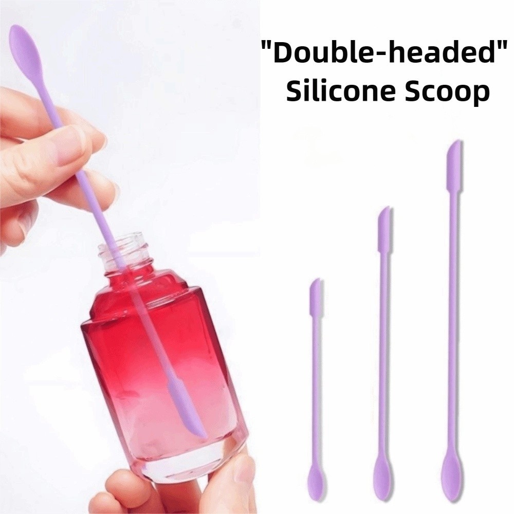 SAIA 3 Muỗng Đào Mỹ Phẩm, Dụng Cụ Cạo Silicon Mềm Hai Đầu, Bộ Bàn Chải Trang Điểm Mini Kéo Dài Di Động