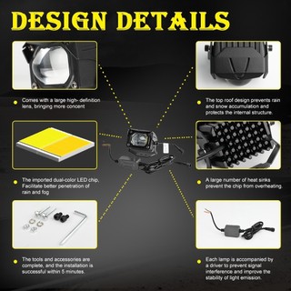 【AIMVUKES】Đèn sương mù LED 12D 3" 100W 6000K 3000K 12000LM chuyên dụng cho xe máy/xe địa hình/xe tải/ô tô 12V 24V