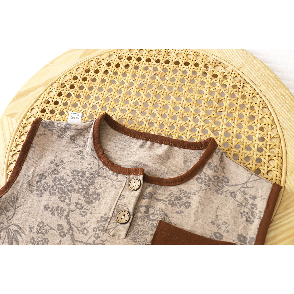 ​Bộ áo Vest mùa hè cho trẻ em Quần short không tay hai mảnh phong cách mỏng 80-150 Size​ KJTF