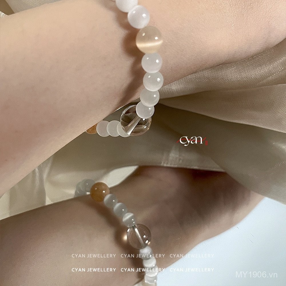 Vòng tay opal trong suốt màu trắng, năng lượng mặt trời - Chính hãng từ Trung Quốc