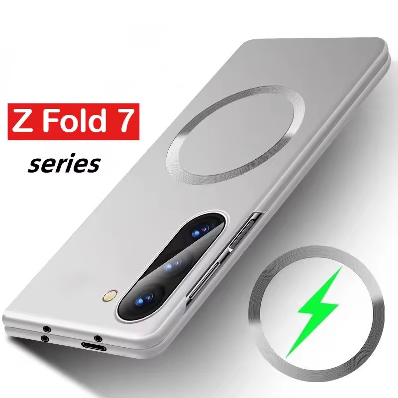 Ốp Sơn Kim Loại Siêu Mỏng Matte Cho Samsung Galaxy Z Fold 7 6 5 4 3 Nam Châm Sạc Không Dây PC Chống Sốc