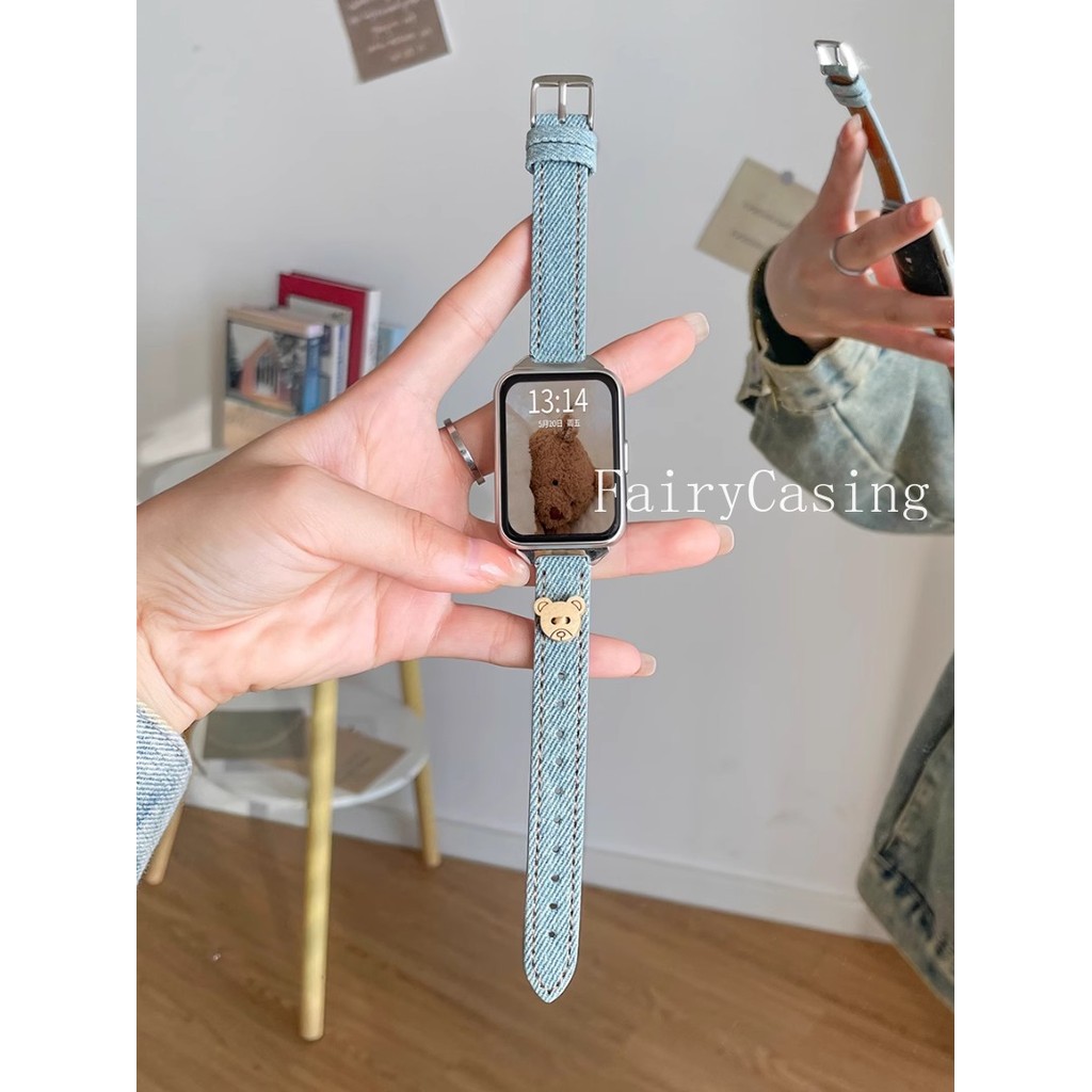Dây Đeo Denim Cho Xiao Mi Band 10 Pro 9Pro Dây Đeo Tay Cho Mi Band 8 Pro Cowboy Watchband Cho Redmi Watch 5 4 Accessorie