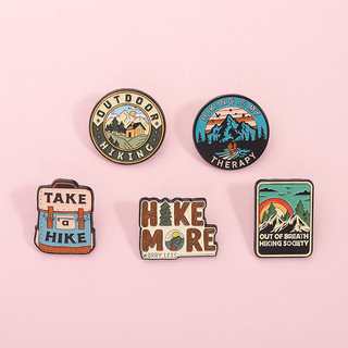 Hike Đi Bộ Đường Dài Men Trâm Cá Tính Sáng Tạo Phong Cảnh Rừng Núi Tuyết Ba Lô Kim Loại Pin Quà Tặng Cho Bạn Bè