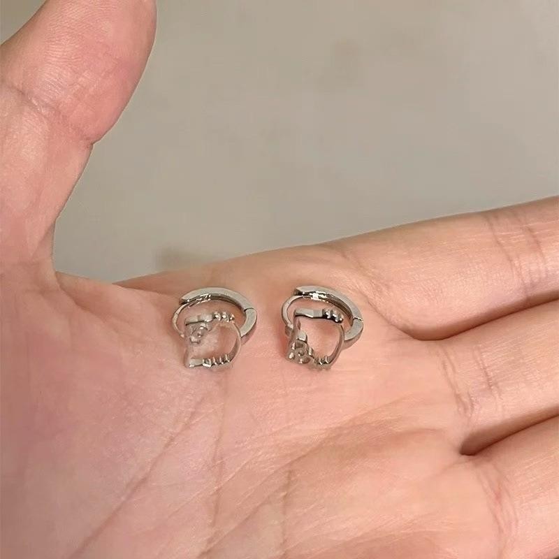 Bông tai Hello Kitty nơ kim loại, trang sức bạc, quà tặng