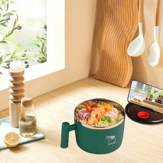Bát Ramen Inox Dễ Thương Có Nắp 1000ml Mì Ăn Liền Có Tay Cầm Súp Ngũ Cốc Kawaii Chống bỏng Ký Túc Xá Sinh Viên