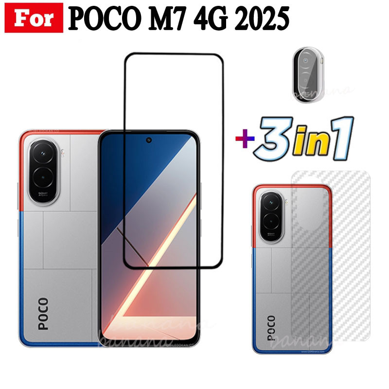 Phim Kính Cường Lực 3 TRONG 1 Poco M7 4G Cho Poco F7 X7 Pro Poco C85 C75 Kính Bảo Vệ Màn Hình Full Cover + Phim Ống Kính Máy Ảnh + Phim Mặt Sau