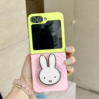 Ốp điện thoại gấp cho Samsung Galaxy Z Flip7 Flip6 Flip5 Flip4 Flip3 Boyang Thiết kế tương phản tối giản Miffy Rabbit khung từ tính Vỏ điện thoại tpu cứng