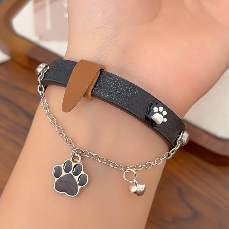 Vòng tay chân mèo Y2K ngọt ngào thoáng mát, hợp kim da unisex điều chỉnh được, phù hợp làm quà tặng cho những người yêu mèo