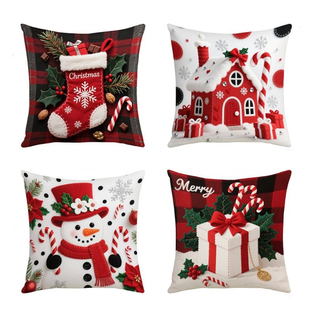 MARGREDY Giáng Sinh Đệm, Vỏ Gối Trang Trí Bông Tuyết Sang Trọng, Ông Già Noel Thanh Lịch Hoạt Hình Họa Tiết Cây Giáng Sinh Hình Vuông Vỏ Gối Giáng Sinh Trang Trí Nhà