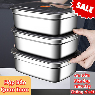 Hộp Đựng Thực Phẩm IKEA Mama, Khay Inox Cao Cấp Có Nắp Đậy Kín Ngăn Mùi, Dùng Tủ Lạnh
