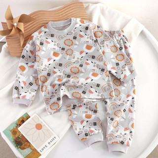 (3m-8Yrs) Bộ đồ lót trẻ em in hình ngọt ngào - Bộ đồ ngủ giữ nhiệt 100% Cotton mềm mại, Quần áo gia đình mùa xuân / mùa thu ấm cúng cho trẻ mới biết đi