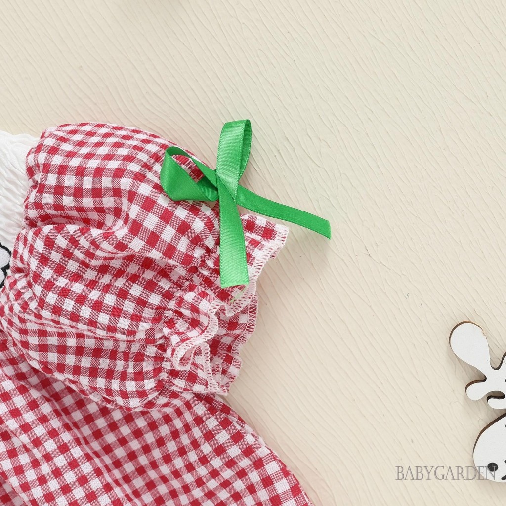 6M-4Y Bé Gái Giáng Sinh Một Dòng Đầm Kẻ Sọc In Ông Già Noel Thêu Cổ Tròn Tay Ngắn Đầm