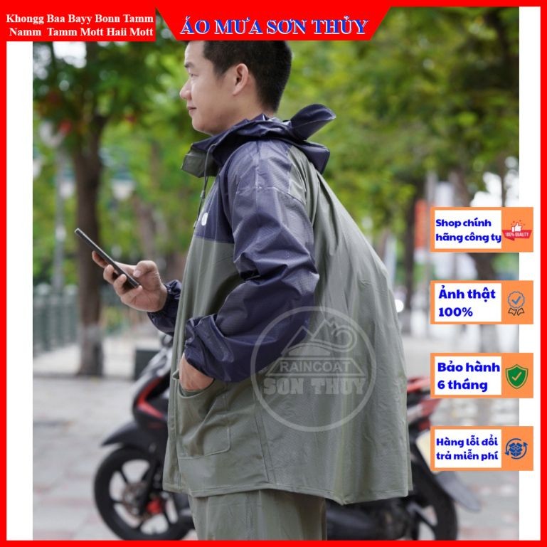 Bộ áo mưa có lưng CHE BALO CHO NGƯỜI LỚN- Bộ mưa Sơn Thủy đeo balo, nhựa PVC siêu dai, siêu chống thấm aomuasonthuyhn