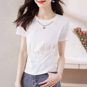 Áo thun ngắn tay nữ, thời trang mới mùa hè, thiết kế đơn giản và thoải mái