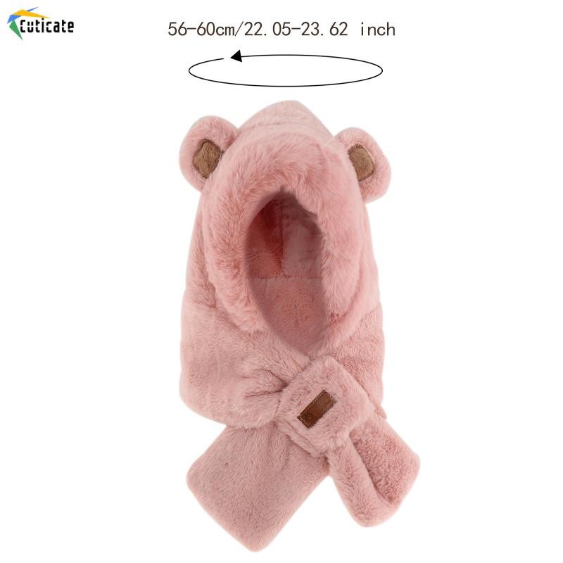 Khăn quàng cổ nữ 2 trong 1 với mũ tai gấu mềm mại - Quà tặng năm mới tuyệt vời