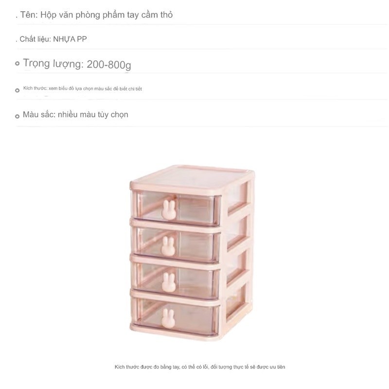 Kệ Nhựa Mini 3 4 tầng , Kệ Mỹ Phẩm Để Bàn,Tủ Nhựa mini Hộp đựng phụ kiện 4 tầng có ngăn kéo tai thỏ, kệ nhựa đựng đồ