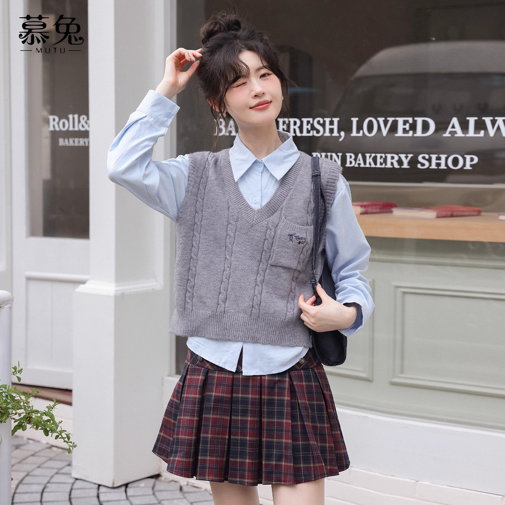 Mutu Retro Cao Cấp Kẻ Sọc Xếp Ly - Váy Chữ A Ôm Dáng Cho Mùa Xuân