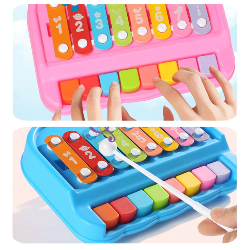 Đồ chơi đàn gõ 8 nốt cho bé từ 3 tuổi - Kèm dùi gõ và 3 thẻ nhạc, chất liệu nhựa an toàn