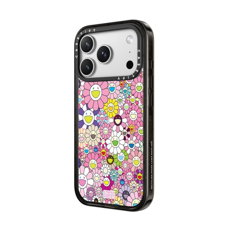 TAKASHI MURAKAMI x CASECASE: FLOWERS BLOOM (HỒNG) Vỏ tác động hút từ tính cứng trong suốt cho Apple IPhone 12 13 14 15 16 17 Pro Max Air Plus có hộp