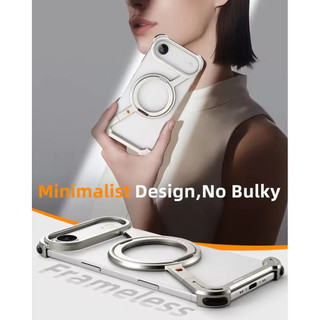 [JLK] Ốp Điện Thoại Kim Loại Không Khung Cho iPhone 17 Air / 17 Pro / Pro Max Có Chân Đế 360° Ốp lưng chống sốc bảo vệ từ tính xoay được