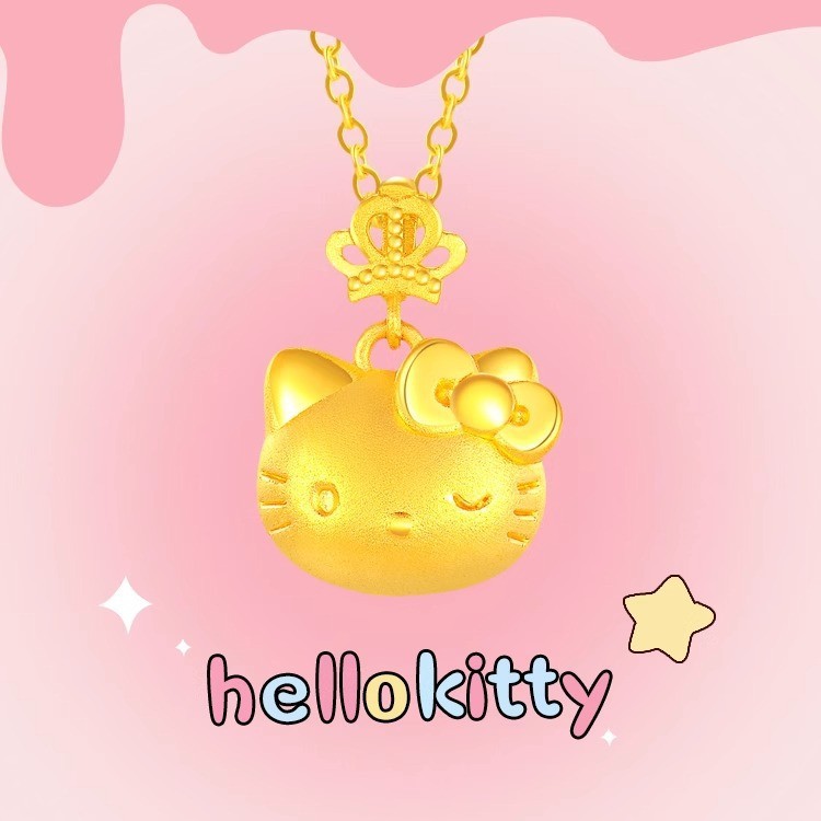 Vòng cổ mặt dây chuyền vương miện Hello Kitty dễ thương và ngọt ngào