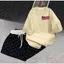 Sét đồ mùa hè siêu thoải mái Quần đùi cộc chữ Aaa dáng ngắn đen + phông cotton 3158 hình kityyy -unisex94
