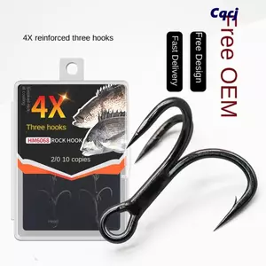 CQCJ 10 Chiếc Móc Cá, Dụng Cụ Câu Cá Đen Câu Cá Ba Móc Neo, 4X Tăng Cường Treble Jig Độ Sắc Nét Móc Thép Carbon Cao Ngoài Trời
