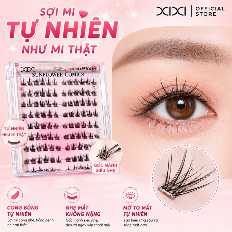 Mi Giả XIXI Tự Nhiên Mỏng Nhẹ Cong Mềm Dễ Gắn Không Cộm Mắt Phù Hợp Trang Điểm Hằng Ngày JM24