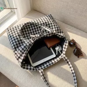 BeautifulHomeA Retro Cổ Vũ Túi Đeo Vai Phong Cách Kẻ Sọc Hàn Quốc Tote Đa Năng Cho Nữ Hoàn Hảo Cho Công Sở Ngày Mua Sắm VN