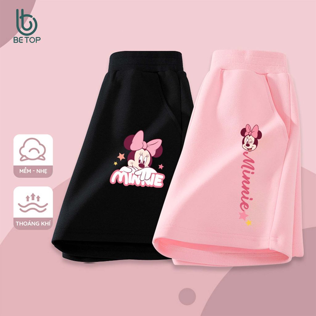 Quần Short Bé Gái Disney BETOP Mẫu Mới 2026, Quần Đùi Nỉ Da Cá Dáng Thể Thao Cực Xinh 12-45kg