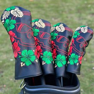 Vỏ câu lạc bộ Golf No. 1 Gỗ Phục Vụ Nhiều Màu Sắc Hoa Đầu Lâu Thêu PU Chống Thấm Nước Đầu Bảo Vệ
