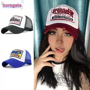 Mũ bóng chày lưới BORAGETE, Mũ Snapback Cotton phong cách Hip Hop, thoải mái có thể điều chỉnh thoáng khí Chữ cái thêu chống nắng Mũ cặp đôi