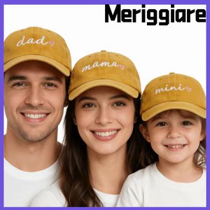 MERIGGIARE bố mẹ mũ tình yêu mini, Mũ bóng chày cổ điển thoáng khí dành cho cha mẹ và con cái, Mũ che thể thao Cotton giặt có thể điều chỉnh thời trang