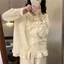 Đồ ngủ phong cách công chúa dễ thương tay dài mùa xuân thu bộ đồ mặc nhà ngọt ngào vải cotton họa tiết đám mây cho nữ