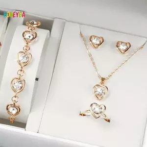 < Honeyba > 5 Bộ Trang Sức Hình Trái Tim Sang Trọng Của Nhẫn Nelace Vòng Tay Nữ Cô Dâu Phụ Kiện Cưới Quà Tặng Kỷ Niệm Đẹp