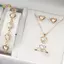 < Honeyba > 5 Bộ Trang Sức Hình Trái Tim Sang Trọng Của Nhẫn Nelace Vòng Tay Nữ Cô Dâu Phụ Kiện Cưới Quà Tặng Kỷ Niệm Đẹp