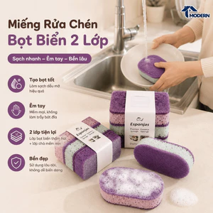Bông Rửa Chén Bọt Biển 2 Lớp, Miếng Cọ Rửa Chén Êm Tay Bền Đẹp Không Làm Trầy Bát Đĩa