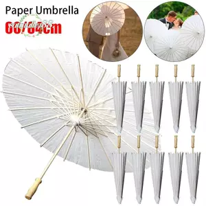 CATMALLER88 1 Chiếc Ô Giấy, Đồ Dùng Cưới Tay Dài Màu Trắng Truyền Thống, Bền DIY Handmade Trống Dia 60 / 84cm Đạo Cụ Chụp Ảnh Cho Tiệc Cưới Kỷ Niệm