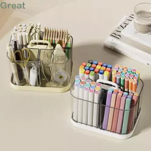 Hộp đựng máy tính để bàn TUYỆT VỜI, Hộp đựng máy tính để bàn bằng nhựa chia 4 lưới, Hộp đựng bút đánh dấu di động đa chức năng Quà tặng