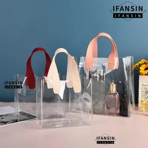 Túi Tote IFANSIN, Túi mua sắm trong suốt PVC, Túi đựng đồ chống nước có tay cầm thực tế