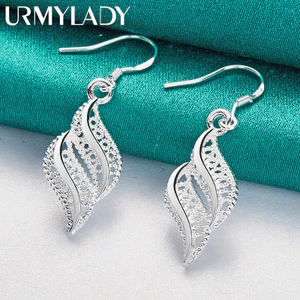 URMYLADY Bông tai lá bạc 925 dành cho nữ Tiệc cưới Trang sức quyến rũ thời trang