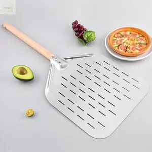Xẻng Pizza AWNGD, Tay Cầm Bằng Gỗ Bằng Thép Không Gỉ Vỏ Pizza, Nhẹ Đục Lỗ 12 Inch Chống bỏng Pizza Biến Dụng Cụ Làm Bánh