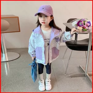 GC1 Bé Gái Có Thể Đảo Ngược Thời Trang Áo Gió Trẻ Em Mùa Xuân Thu Áo Khoác Ngoài Trời GC1