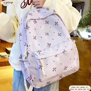 Túi đi học CPINCP, Túi đi học sinh in nơ Nylon, Túi sách di động Túi du lịch dung tích lớn