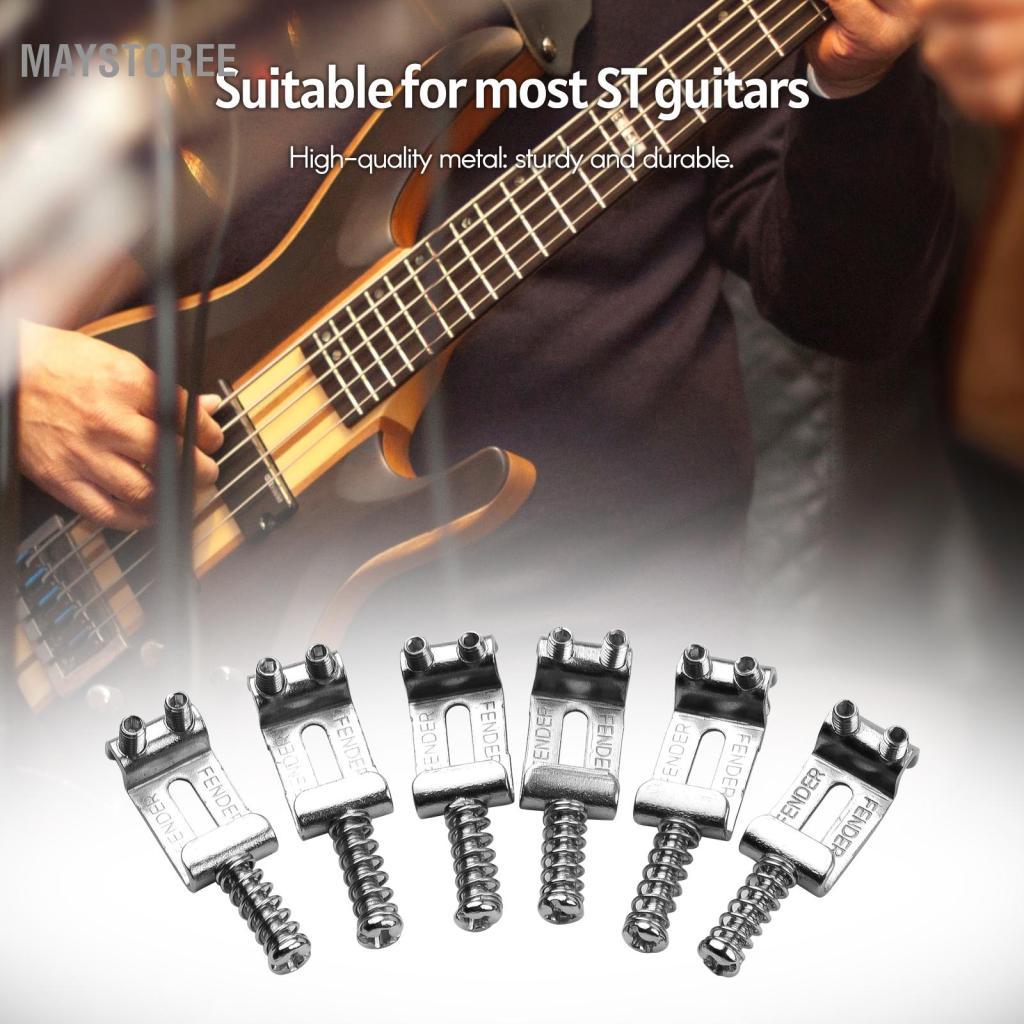 Maystoree 6 Yên ngựa đàn guitar Phụ tùng thay thế điện bằng kim loại cho đàn guitar ST Ngăn ngừa đứt dây Cải thiện âm sắc và duy trì với lò xo vít gắn
