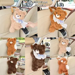 Hộp đựng khăn giấy ô tô FANIELLAPOWELL, Vỏ có thể giặt được Chất liệu mềm Hộp đựng khăn giấy xe, Thiết kế sáng tạo Hộp đa chức năng Giá đỡ khăn giấy treo sang trọng dễ thương Ghế sau ô tô