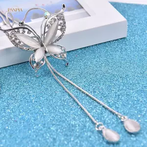 PNPIA- Opal Đá Bướm Dây Chuyền Áo Len Dài Nelace Mặt Dây Quà Tặng Cho Bé Gái Trang Sức