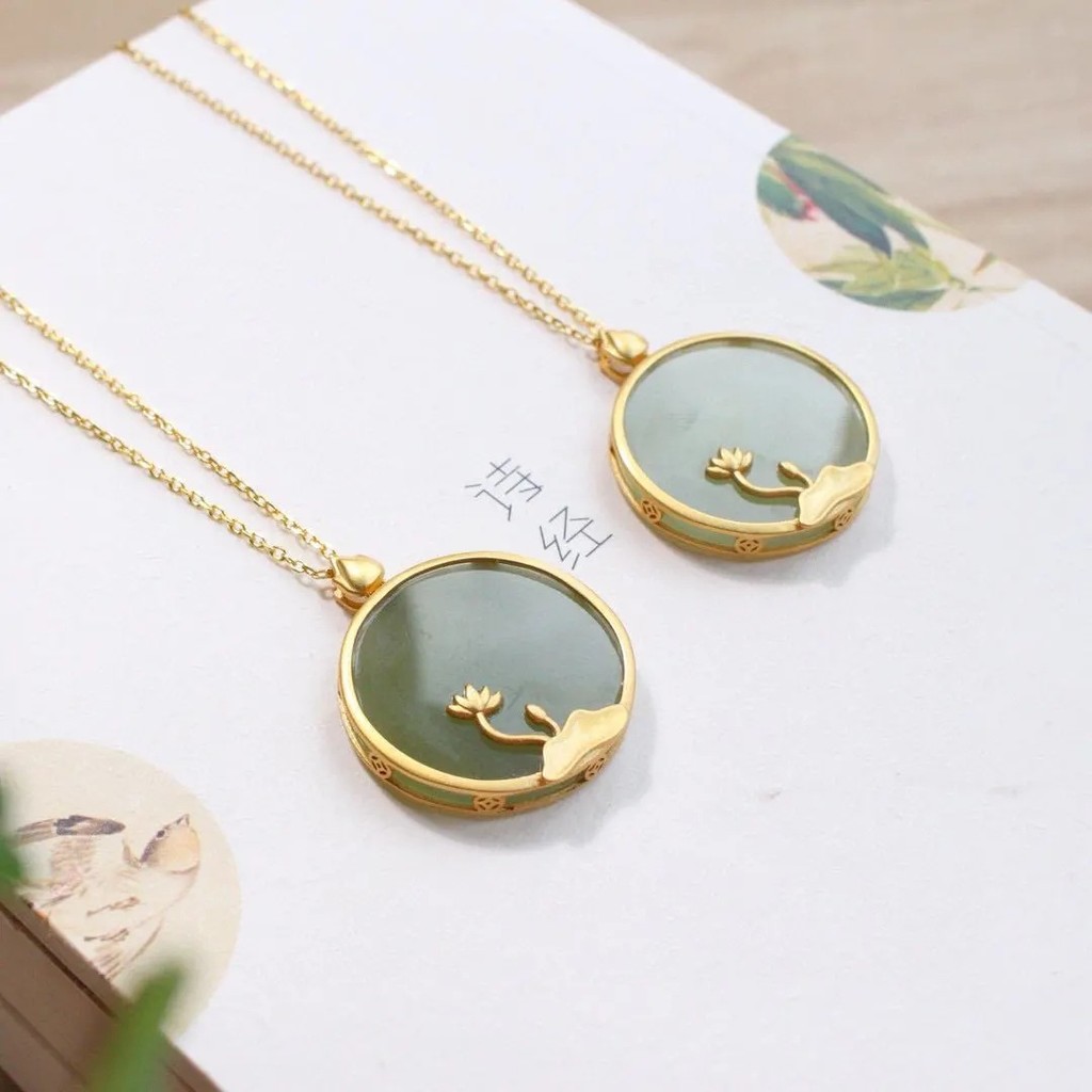 Vòng cổ mặt dây chuyền ngọc bích Hetian thời trang sang trọng nhẹ nhàng