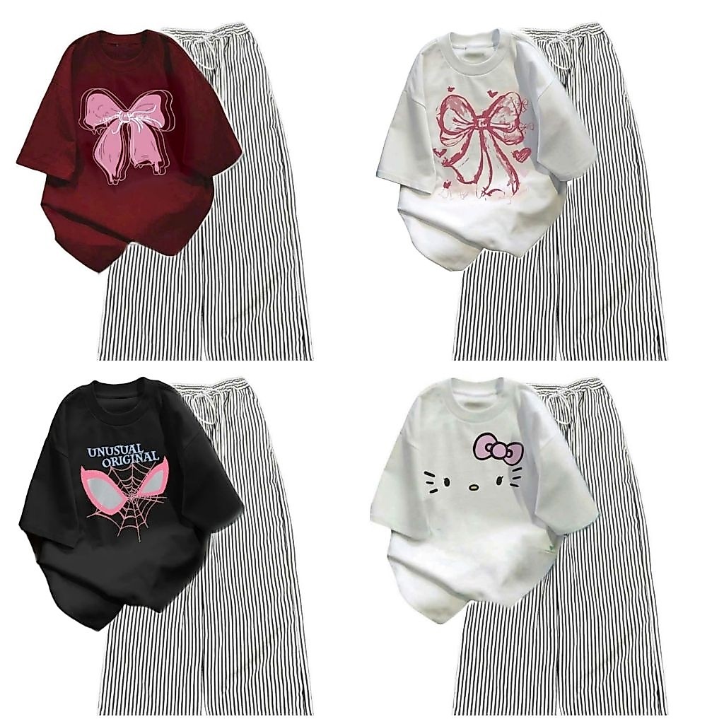 Tổng Hợp Các Sét Bộ Quần Ống Suông Vải Đũi Xốp    + Mix Áo Phông từ chất liệu cotton và da cá siêu đẹp