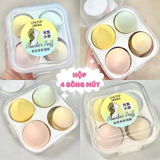 Hộp gồm 4 mút tán kem nền LMLtop mút trang điểm mềm mại hình giọt nước siêu tiện dụng